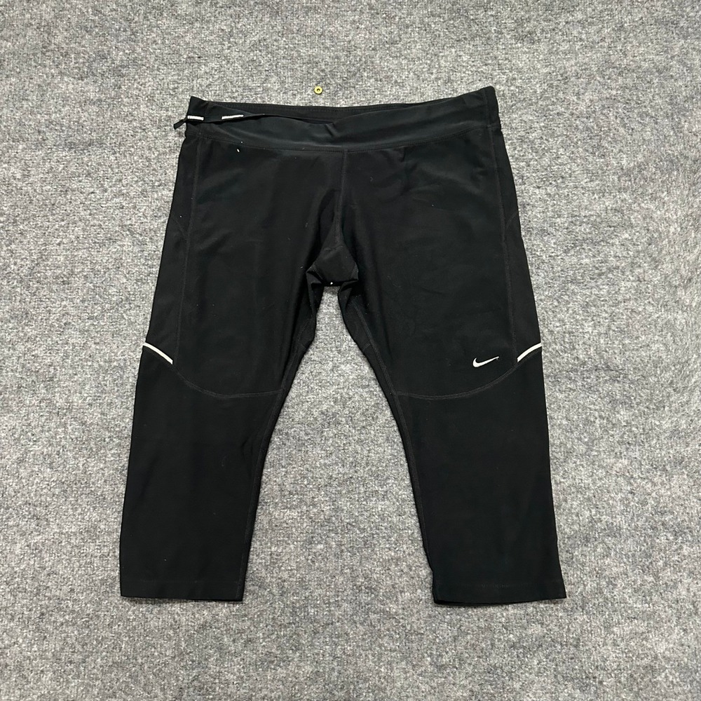 Nike Leggings Womens Size XL Black Dri-Fit Running Cropped Capri Athletic Zip